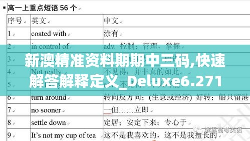新澳精准资料期期中三码,快速解答解释定义_Deluxe6.271