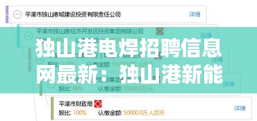 独山港电焊招聘信息网最新：独山港新能源有限公司 