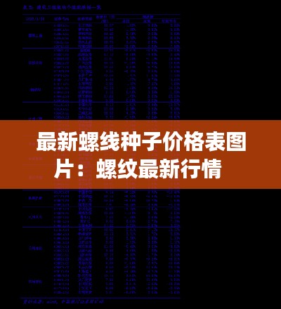 最新螺线种子价格表图片：螺纹最新行情 