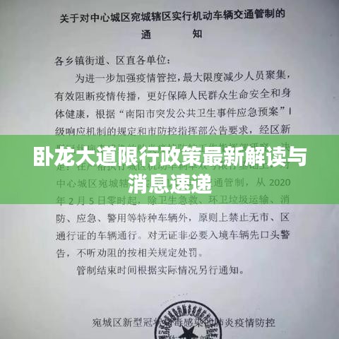 卧龙大道限行政策最新解读与消息速递