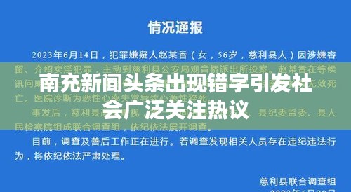 南充新闻头条出现错字引发社会广泛关注热议