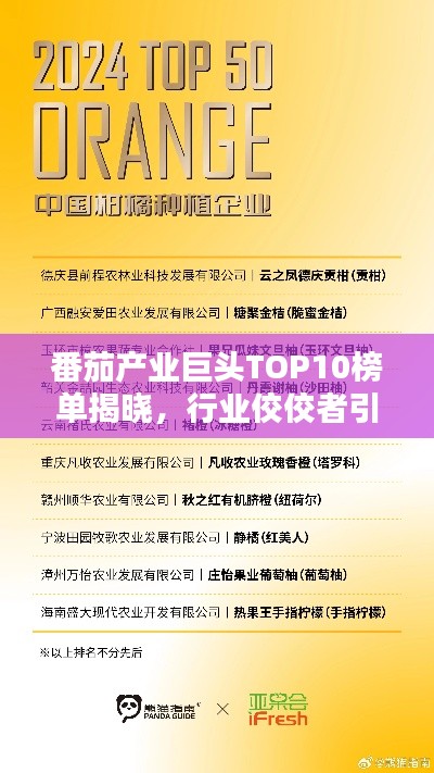番茄产业巨头TOP10榜单揭晓，行业佼佼者引领潮流
