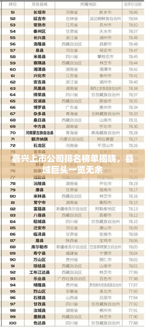嘉兴上市公司排名榜单揭晓，县域巨头一览无余