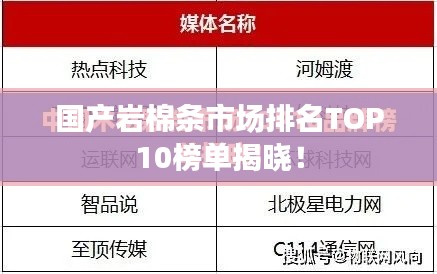 国产岩棉条市场排名TOP10榜单揭晓！