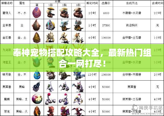 奉神宠物搭配攻略大全，最新热门组合一网打尽！