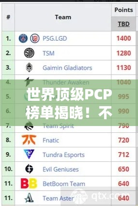 世界顶级PCP榜单揭晓！不容错过的排名榜单！