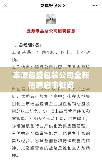 丰源超盛包装公司全新招聘启事概览