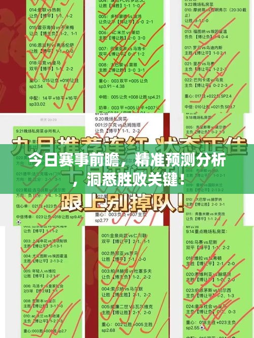 今日赛事前瞻，精准预测分析，洞悉胜败关键！